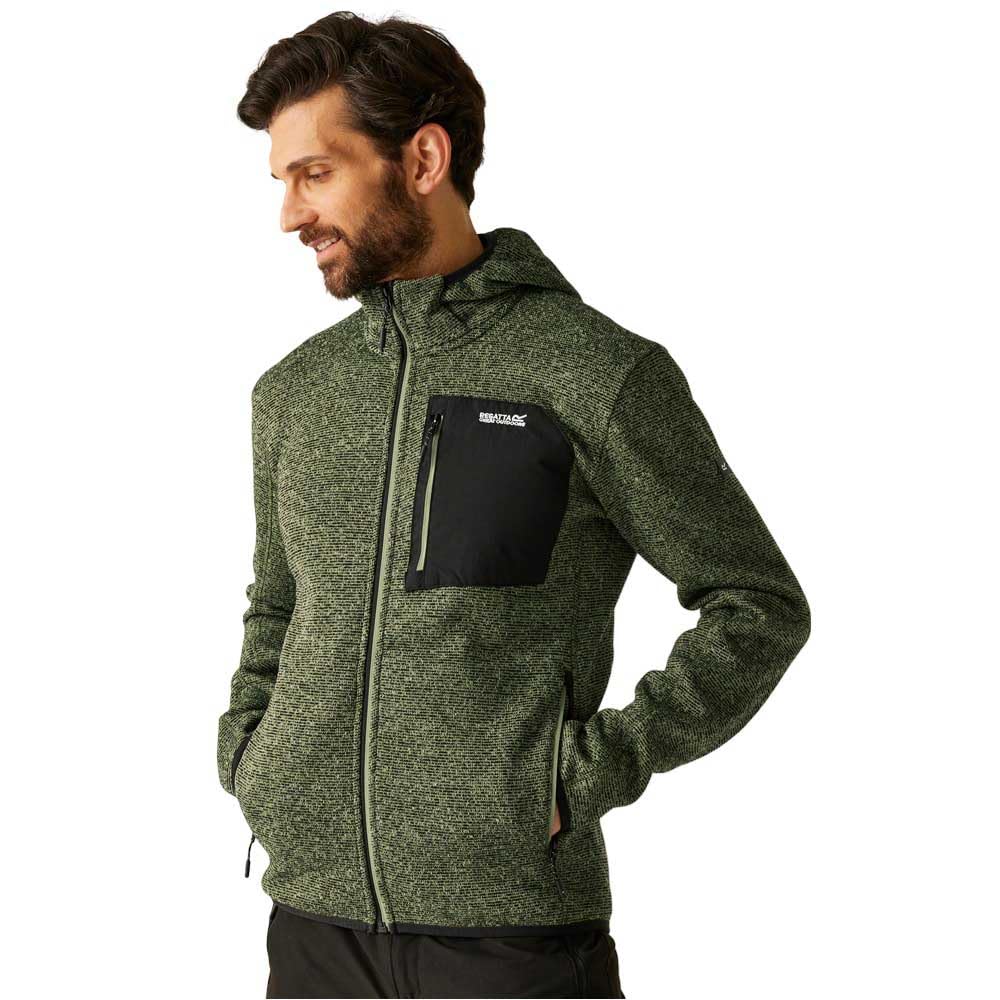 Regatta Mens Newhill Hooded Full Zip Fleece Stretch Warm Winter Layer Top