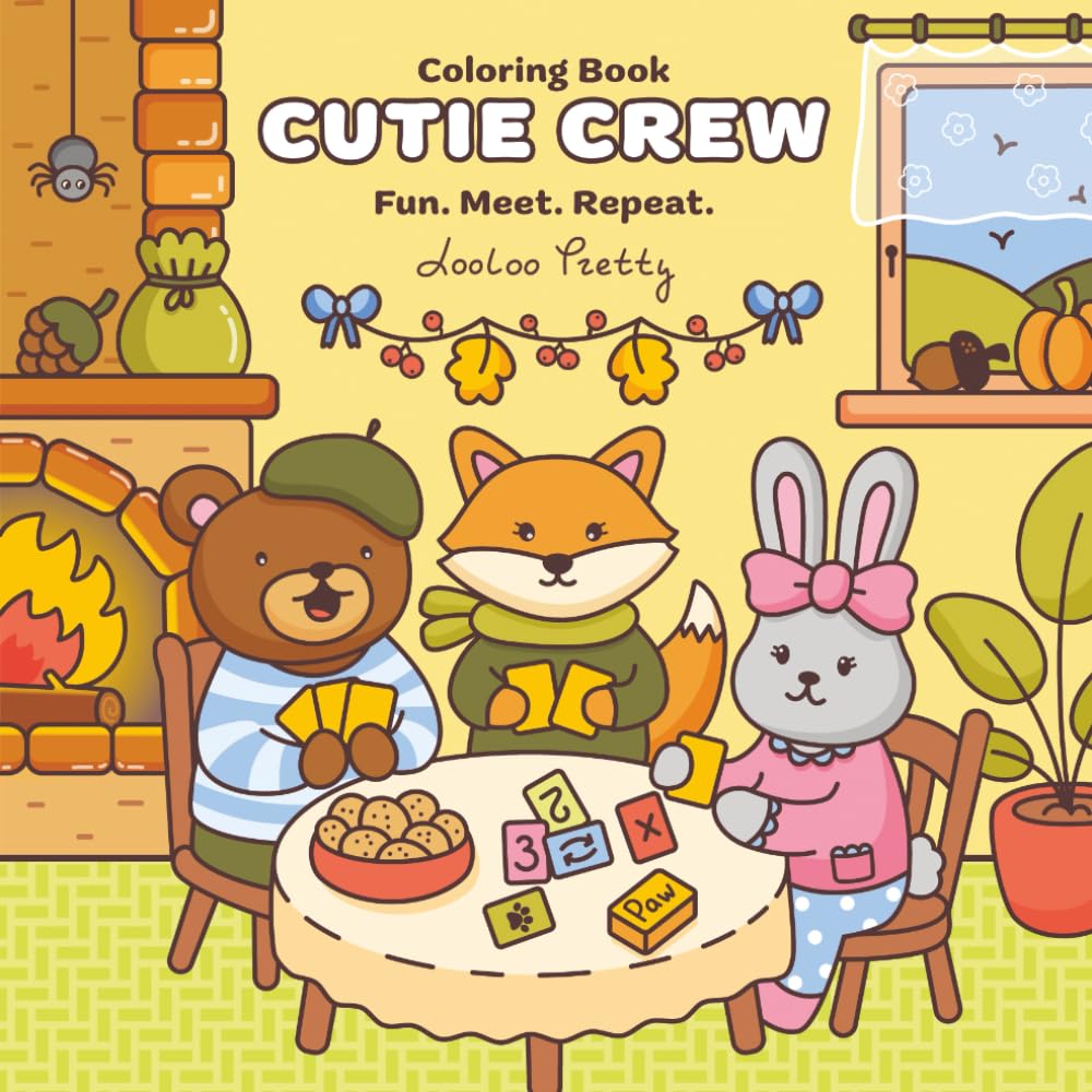 Cutie Crew: Coloring Book with Cute Animal Characters in Cozy Scenes: Easy Coloring for Relaxation