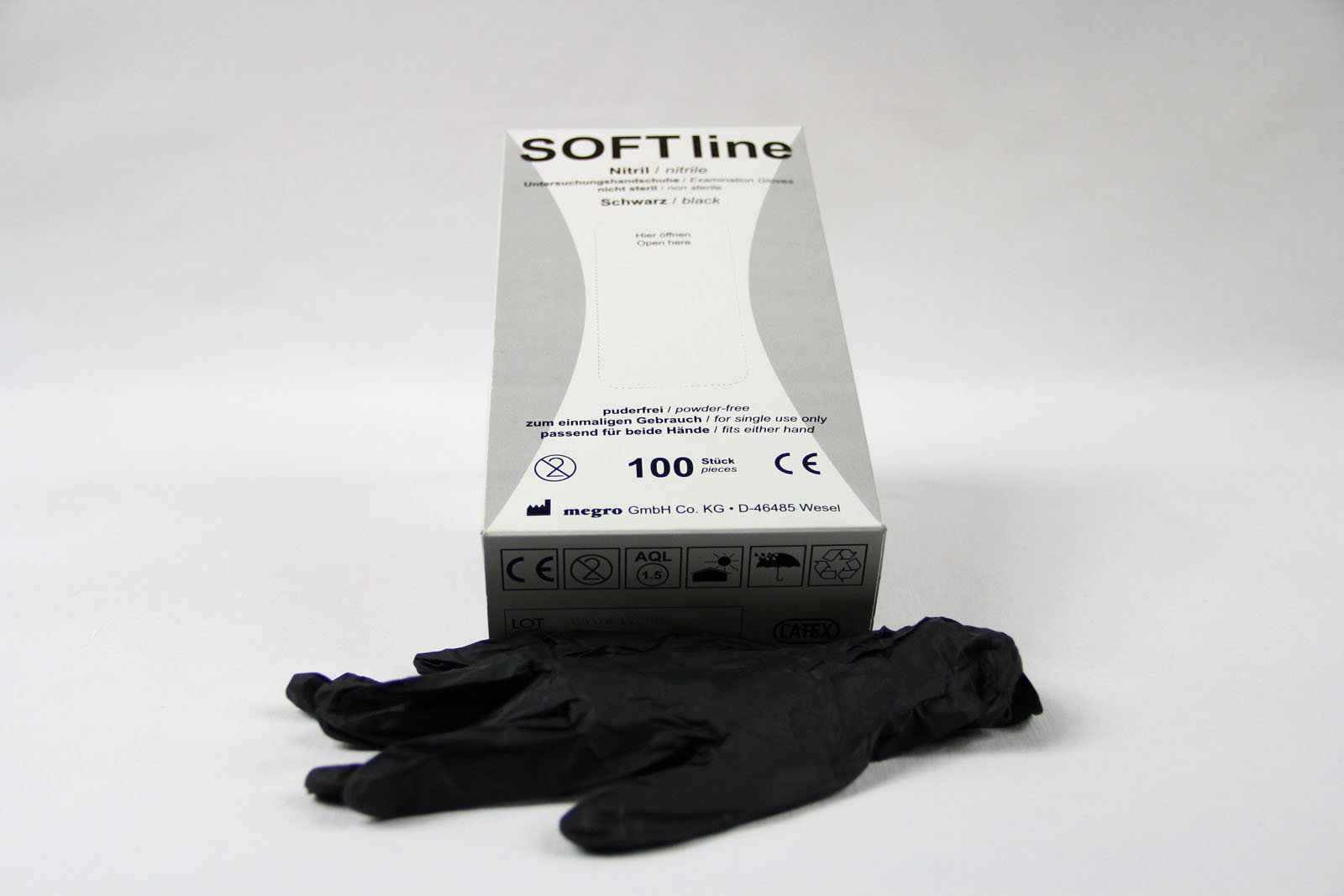 Gants nitrile noir Soft Line taille S finis les résidus et allergies