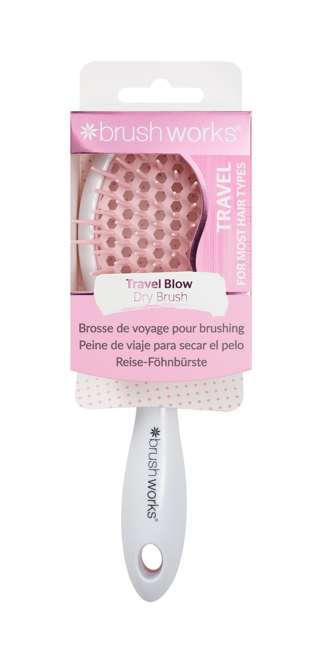 Brushworks Travel Blow Dry Brush – Lightweight Vented Brush with Flexible Bristles for Fast Blow-Drying & Smooth, Tangle-Free Hair
