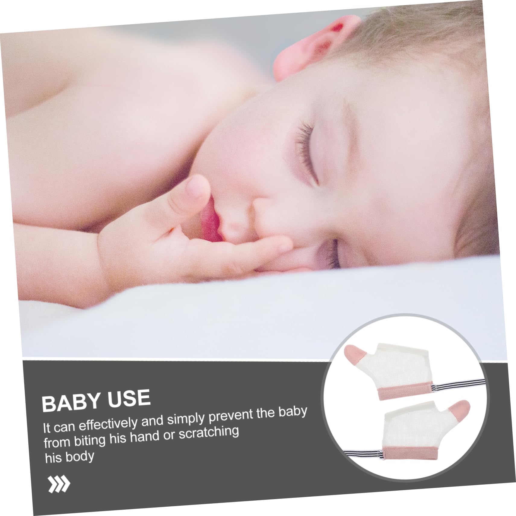Fingerlutschhandschuhe für Babys, 2 Paar Nylon Daumenschutz Weiß Waschbar