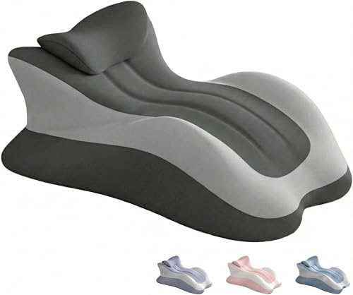 Bed Wedge Pillow for Reading, Relaxing & Prone Phone Use, Memory Foam Backrest Pillow Supportive for Sitting Up in Bed, Leg Elevation, Back Pain Relief, Washable Removable Cover, Black/Gray