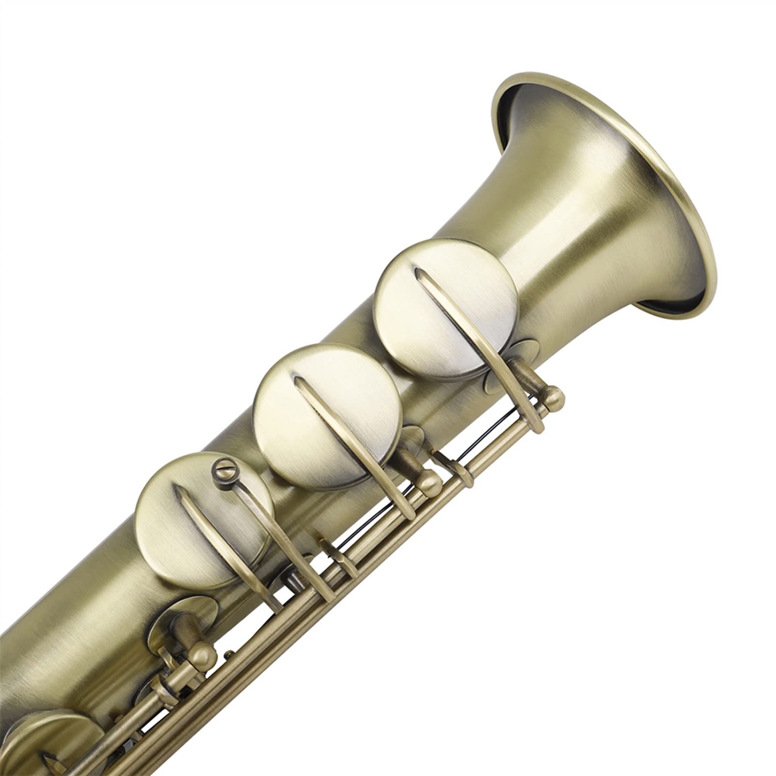 TSTS Saxofón Bronce Recto BB B Saxofón Plano Instrumento Musical De Viento De Madera con Estuche Kit Sassofono