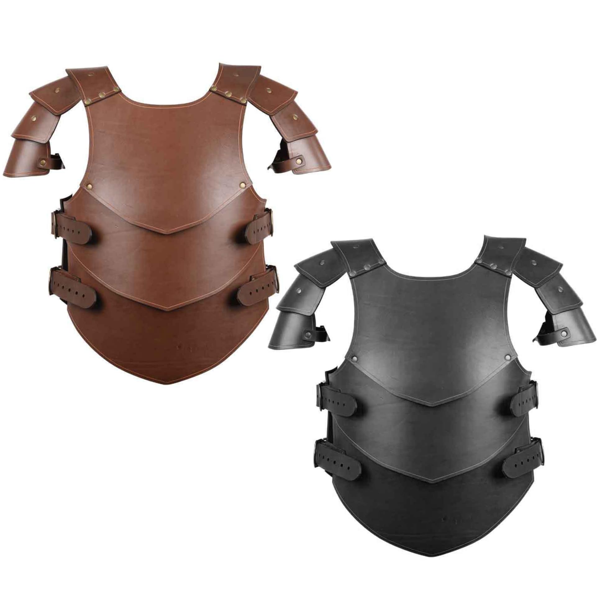 Armure médiévale en Cuir PU réglable Viking Hommes Renaissance Cosplay Chevalier Plastron pour Halloween