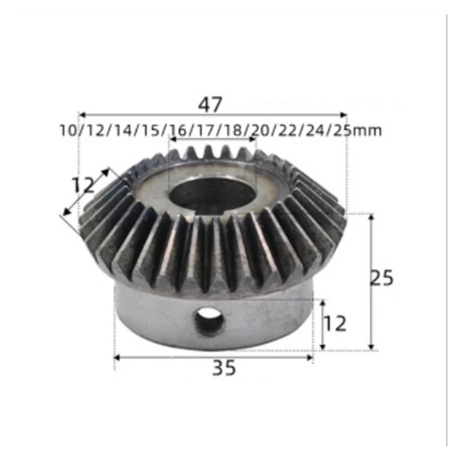 Bevel Gear Pinion Hardware Mechanical Bevel Gear 1.5M 30T with Inner Hole 10mm 12/14/15/16/17/18/20/22/24/25mm 90 Degree Drive Commutation Steel Gears with Screw(25mm Keyway 8mm)