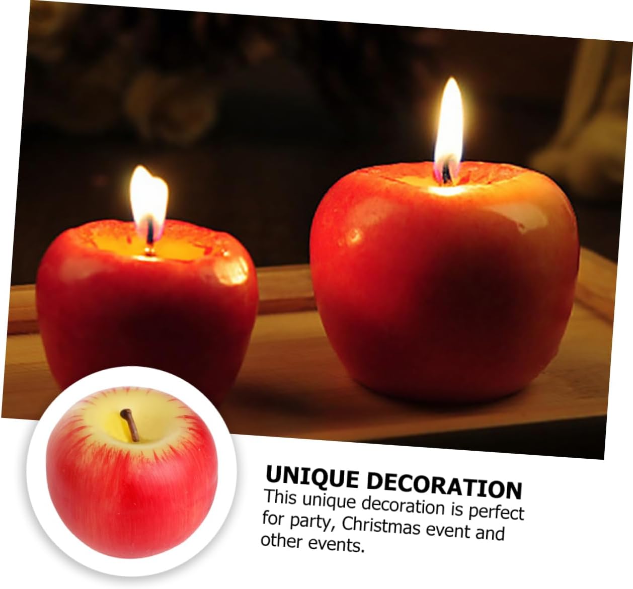 2pcs Apple Candle Decor Wax Christmas Xmas Ornaments for Parties