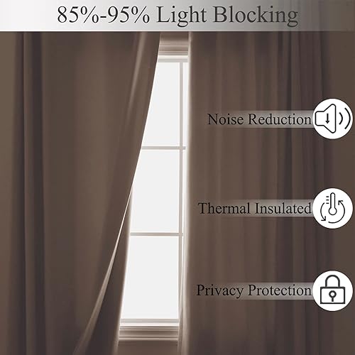 Miniatura 7 de Cortinas opacas de lino plisadas, tratamiento de ventana para sala de estar, cortinas con aislamiento térmico, cortinas de privacidad, 84 pulgadas