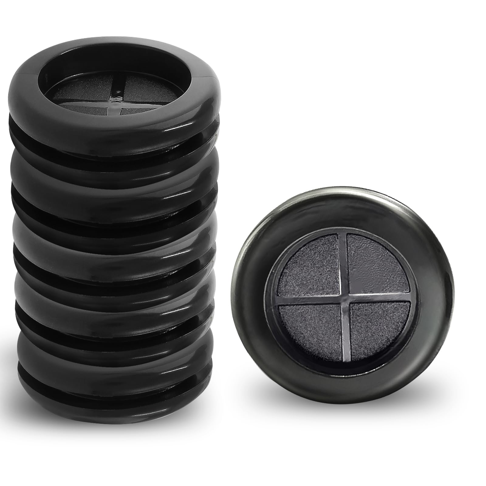 Suiwotin 6pcs 1-3/16" ID 1-3/8" Drill Hole Rubber Grommets, Firewall Hole Plug Wire Protection, Double-Sided Round Hole Grommet Kit (Black)