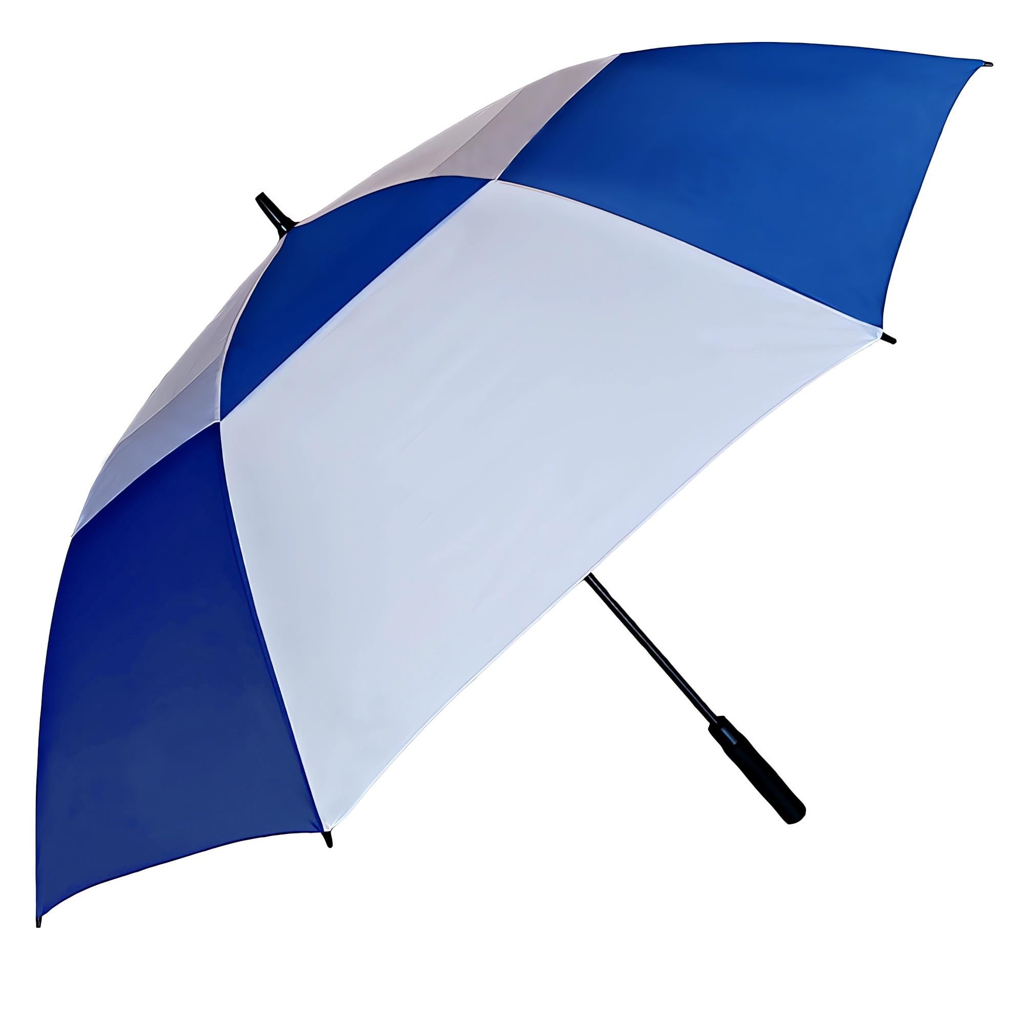 Doubwell Vented Golf Umbrella 54/62/68 Inch Automatic Extra Large Windproof Oversize Stick Rain Umbrellas For Man and Woman Can Shade For Golfer And Family (White/Royal Blue, 54 Inch)