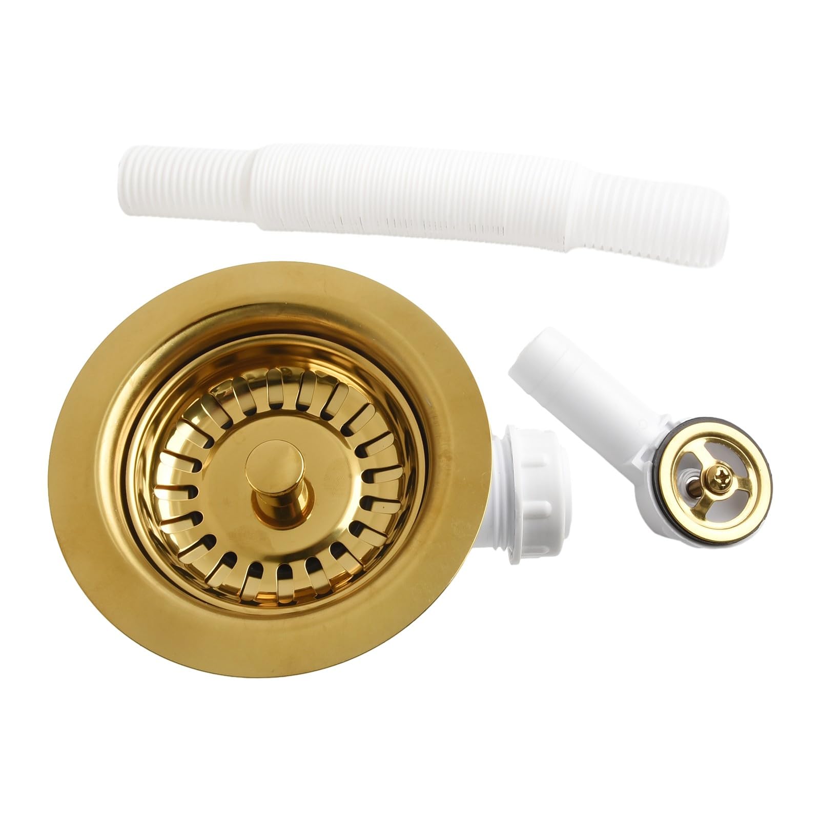 Passoire d'évier dorée 114mm en acier inoxydable luxe pour bonde de cuisine