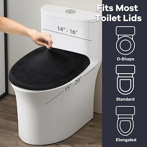 Miniatura 2 de 2 fundas para tapa de inodoro, funda de terciopelo elástico para asiento de inodoro para baño, funda de inodoro ultrasuave de terciopelo de lujo,