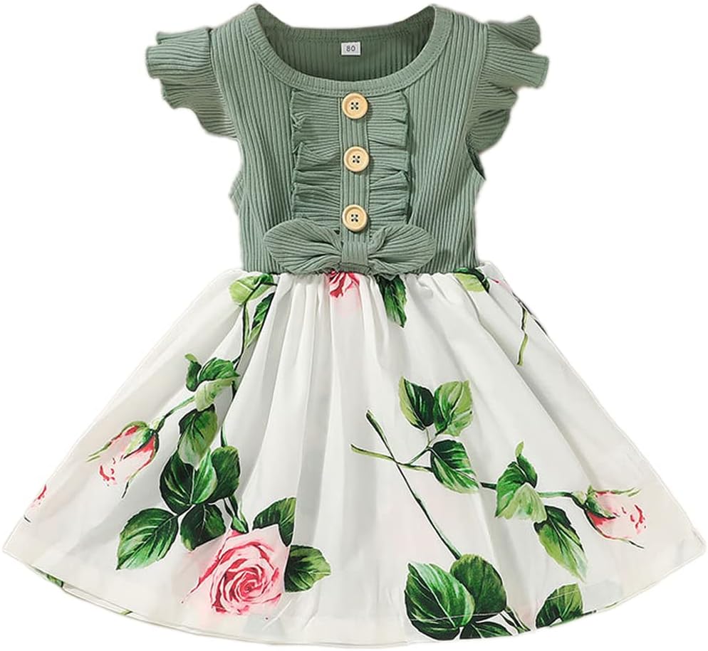 Girls Casual Dress Little Girl Summer Spring Fall Cute Short Sleeve and Long Sleeve Dress Clothes 1-8 Years