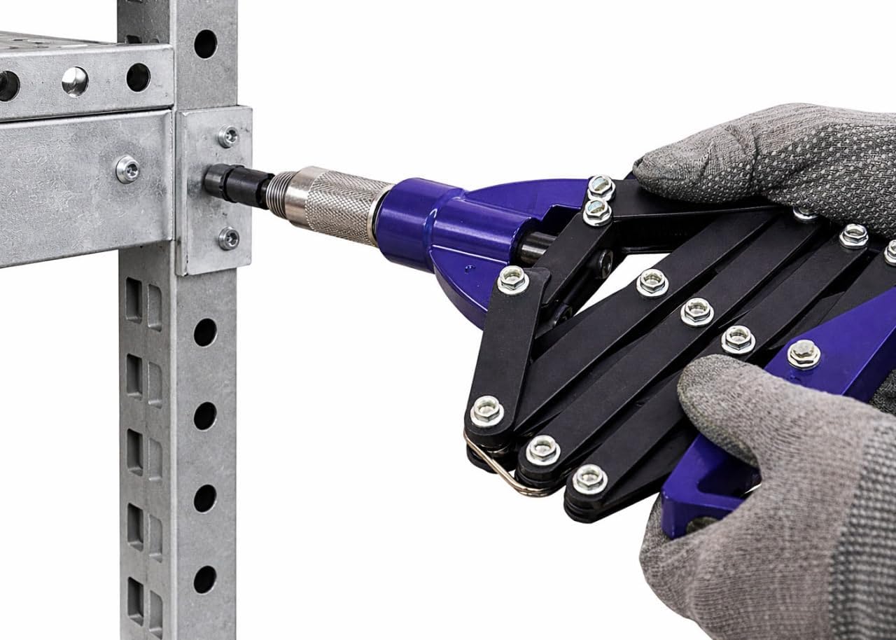 Lazy Tong Rivet Gun Long Reach Rivet Gun 32 Inch Rivet Gun Manual Hand Riveter with Multiple Nosepieces