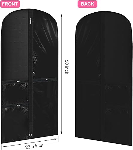 Paterr 10 bolsas transparentes para disfraces de baile de 24 x 50 pulgadas, bolsa de ropa de baile de plástico con bolsillo con cremallera,