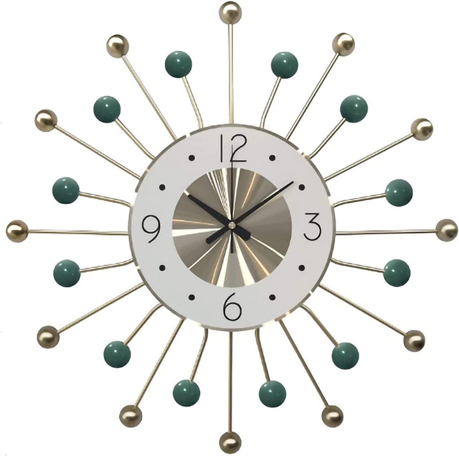 SaryEdge Wall Clock Art Large Wall Clock Silent Art Decor Wall Clock, Midcentury Modern Decor Wall Clock, Stylish Wall Hanging Clock Creative Living Room Bedroom Wall Decor Clock-Bl,Green-49cm/19.3in