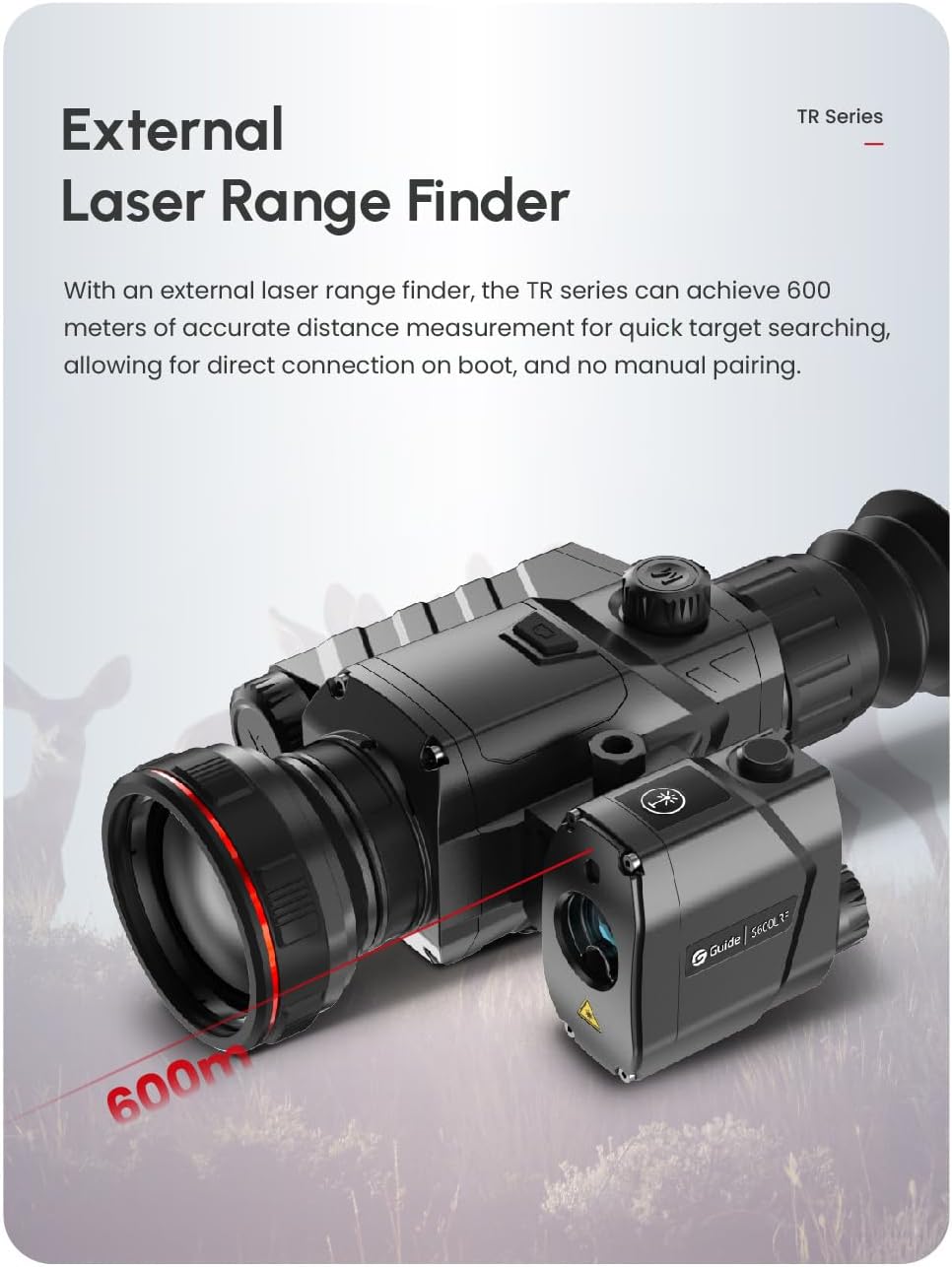 Guide S600 LRF - External Bluetooth Laser Rangefinder for Guide TR Thermal Riflescope, 600 Yards for Night Vision Hunting and Shooting Sports