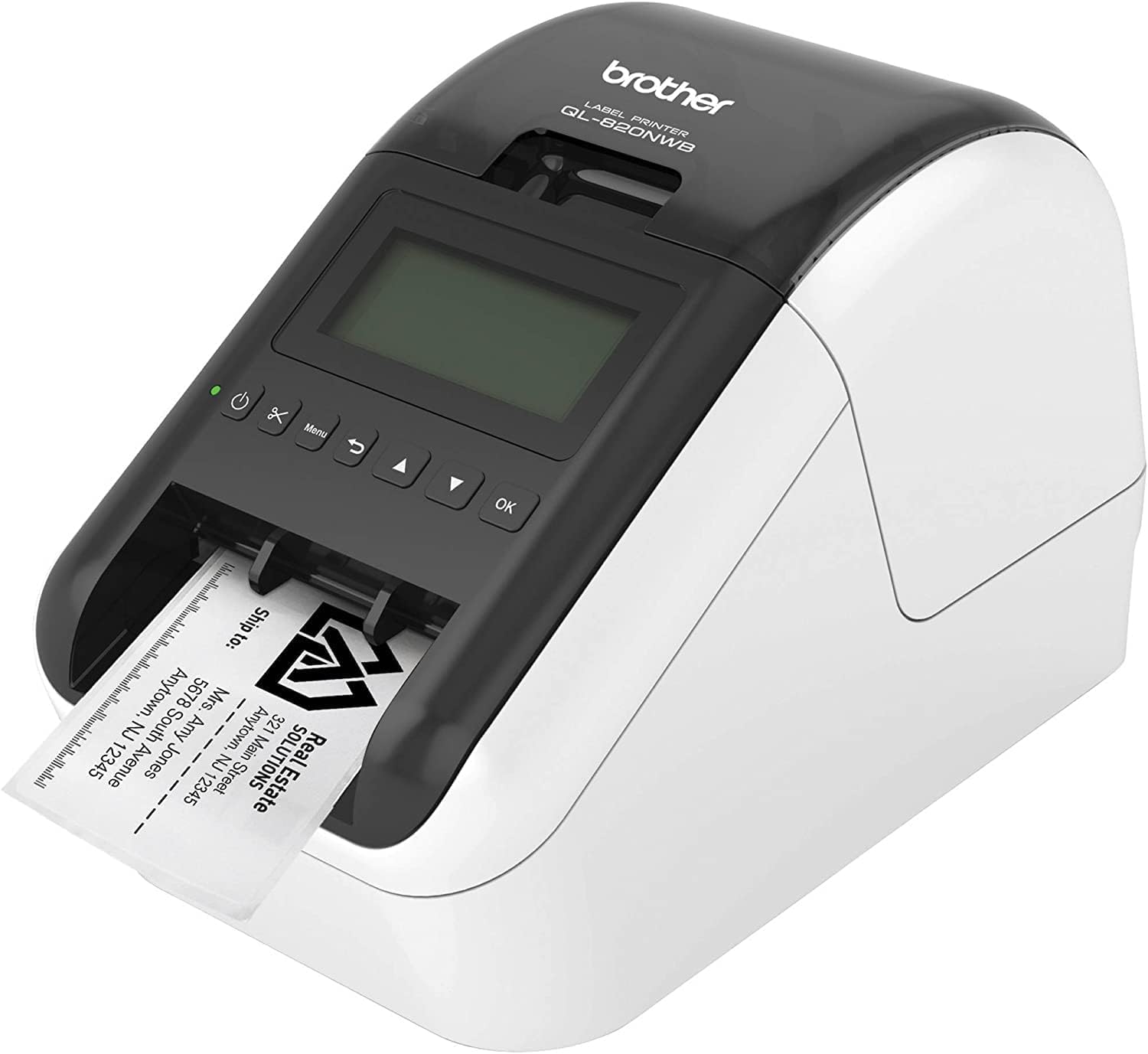Brother QL-820NWB Professional Ultra Flexible Label Printer with WiFi, Ethernet and Bluetooth Connectivity, White - 110 Labels Per Minute, 300x600 dpi, Auto Cut, Includes 1 Roll of 400 Address Labels