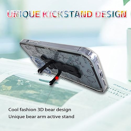 Miniatura 3 de DOWINTIGER Funda para iPhone 12 Pro Max con diseño de oso 3D con soporte para niños y hombres, moda urbana, suave, flexible, delgada, protección de