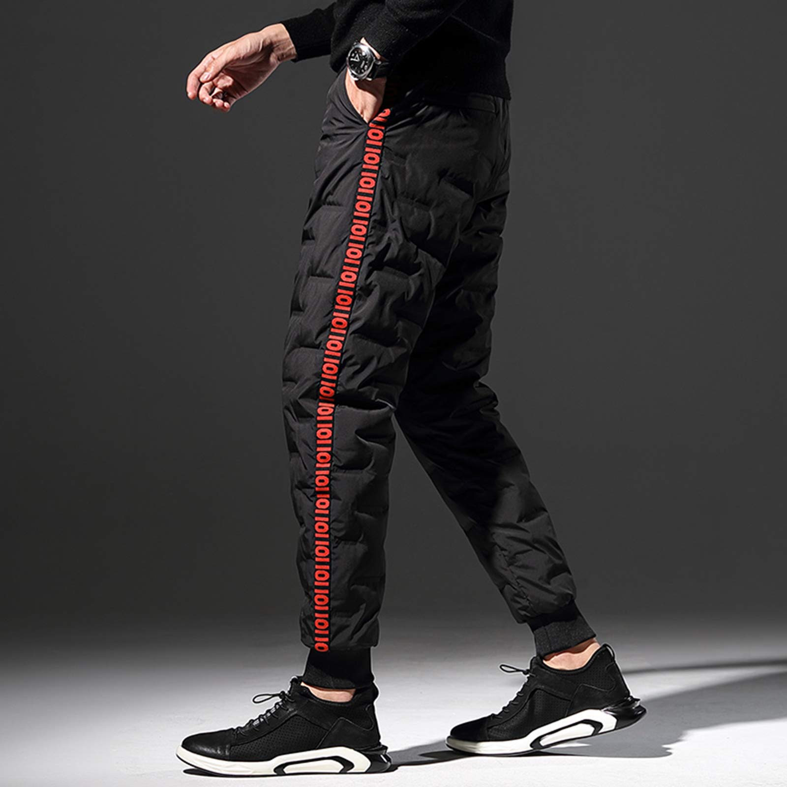Uomo Pantaloni da Neve in Piumino D'Anatra Caldo Invernale Pantaloni Outdoor Resistenti all'Acqua con Tasche con Cerniera