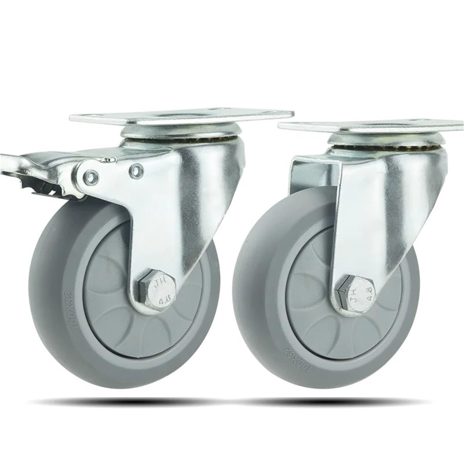 Kółka Wózek Heavy Duty 3/4/5 Cal Blokada Obrotowe kółka Koło wózka Duże obciążenie Taczka przemysłowa Koło gumowe(1pc brake wheel,4 inch)