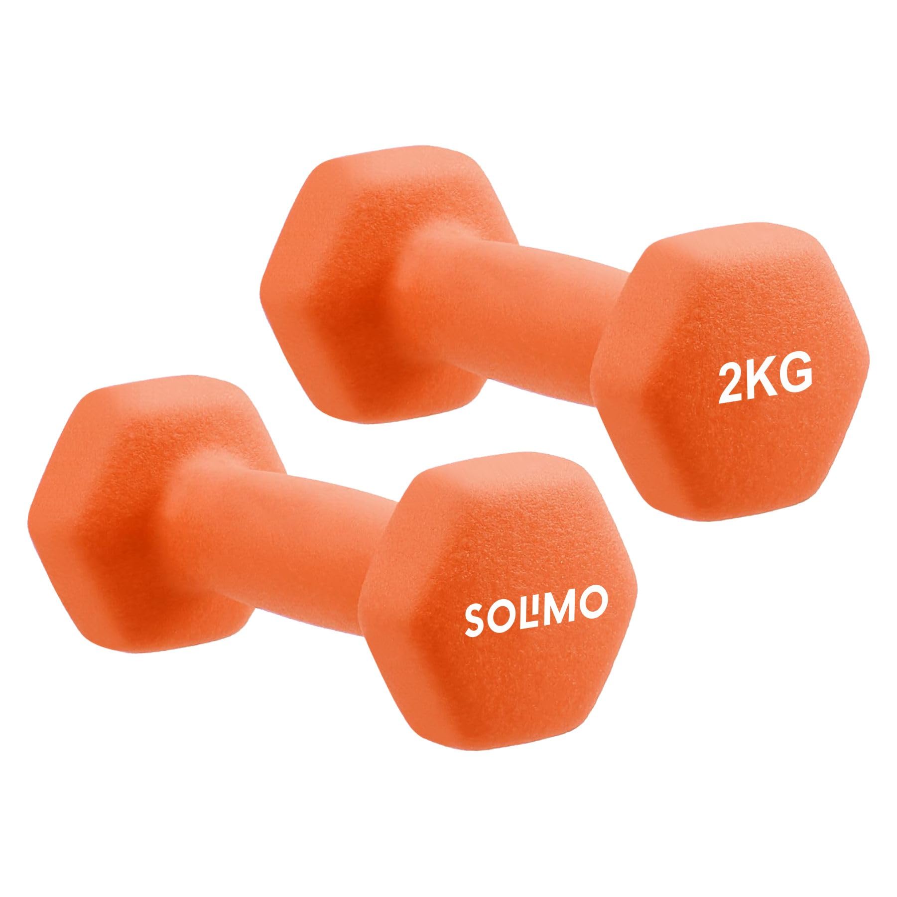 Amazon Brand - Solimo Neoprene Dumbbell 2 kg, Set of 2 (Orange)