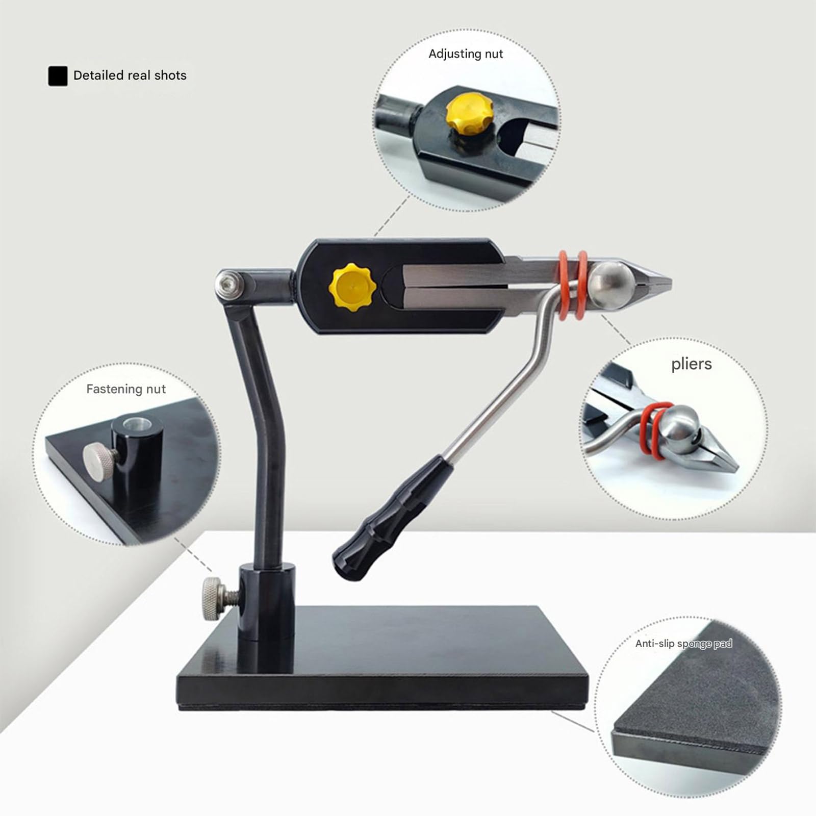 Pince multifonction pour attacher les mouches, pivote à 360 degrés, alliage stable, outil de reliure pour les pêcheurs et les amateurs de durabilité en alliage outil de pêche