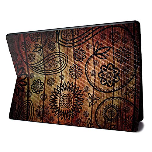 Image of MightySkins Carbon Fiber Skin for Microsoft Surface Pro X - Wooden Floral | Textured Carbon Fiber Finish | Easy to Apply, Remove, and Change Styles | Made in The USA