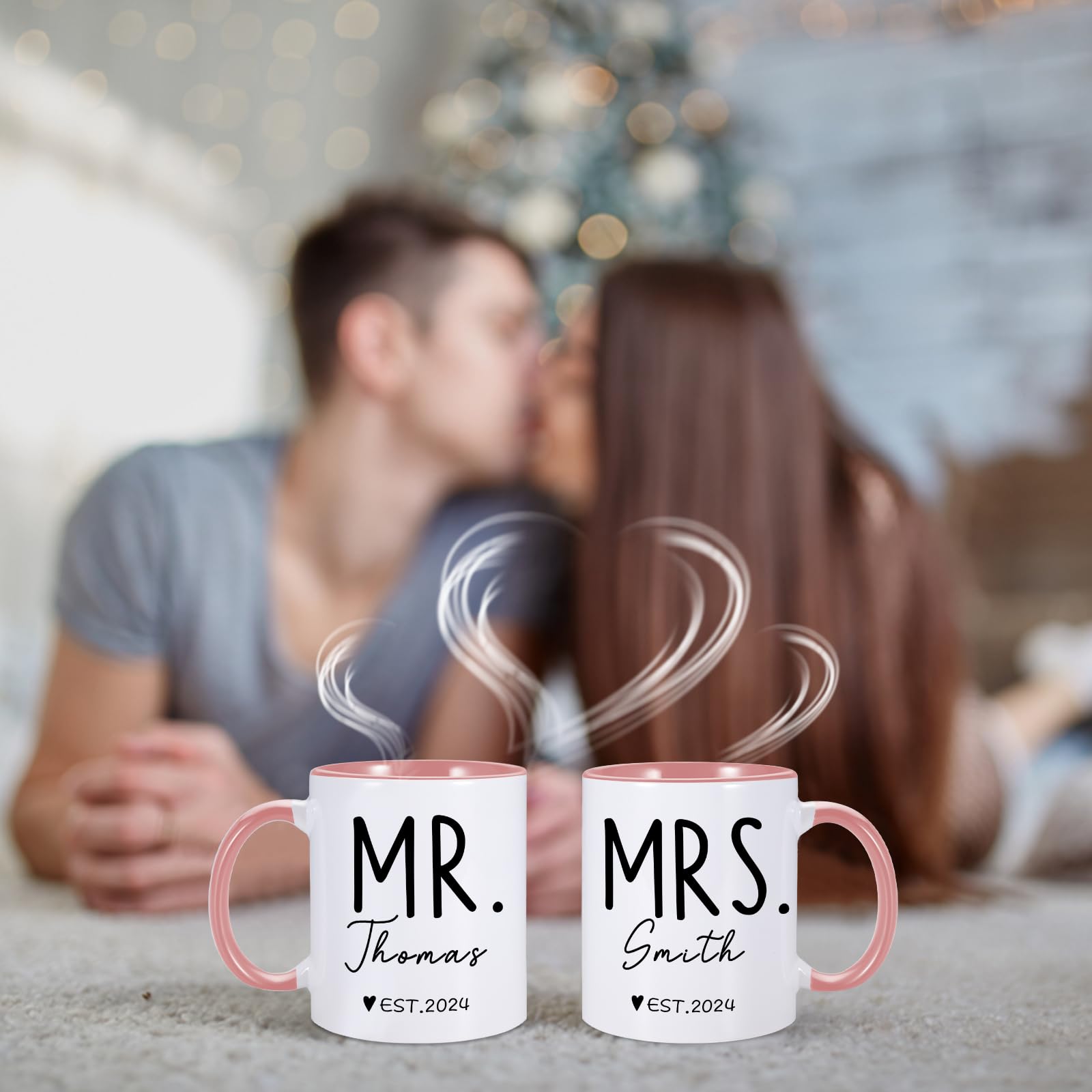 Tasses Mr & Mrs – Set De 2 Mugs Mariage, Anniversaire Couple, Cadeau Fiançailles Ou Saint-Valentin