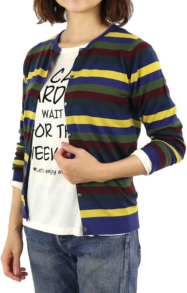 Amazon.co.jp: [ジョンスメドレー] ウール長袖マルチボーダークルー