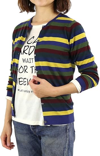 JOHN SMEDLEY(ジョンスメドレー) ウール長袖 マルチボーダー クルーネックニットカーディガン・A3738・2851502    レディース 女性 誕生日プレゼント ギフト 正規品 新品 Amazon.co.jp: [ジョンスメドレー] ウール長袖マルチボーダークルー