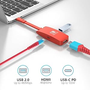 G GOPALA Replacement for Nintendo Switch Dock, 4K@60Hz Switch Dock, Portable Switch Docking Station for TV, 1080P 60Hz TV Dock for Nintendo Switch/OLED Steam Deck-Red
