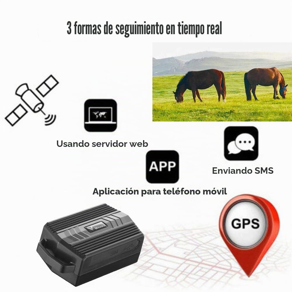 Localizador GPS para Ganado y Perros Grandes, Rastreador GPS Inteligente Sin Suscripción, Valla Electrónica, Resistente al Agua y Batería de Larga Duración