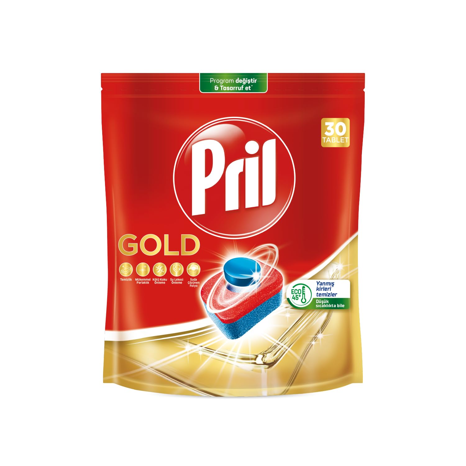 Pril Gold Yanmış Kirler için 30 Tablet Bulaşık Makinesi Deterjanı 1 x 30 tablet