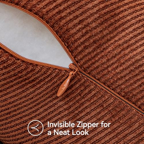 Image of a moment Pack of 2 Decorative Chenille Throw Pillow Covers with Twill Cushion Covers for Sofa Living Room Couch Bed 26x26 Inch,Rust