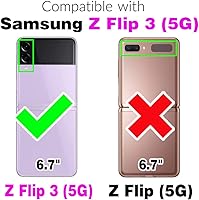 Vista 2 de Asuwish Funda para teléfono Samsung Galaxy Z Flip 3 5G 2021 con anillo de bloqueo RFID, correa cruzada para muñeca, soporte para tarjeta de crédito