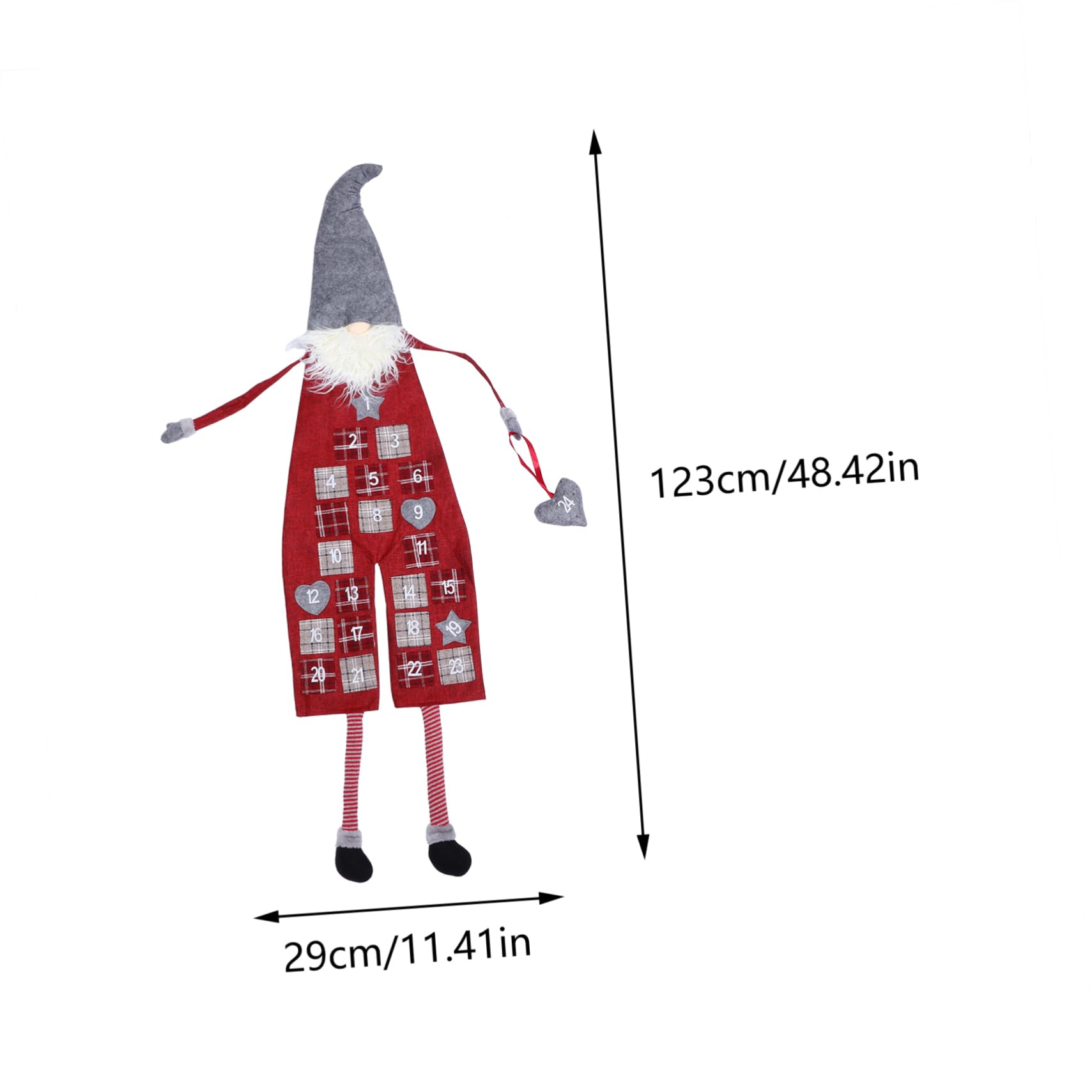 Calendario Avvento Decorativo Appendibile Rosso in Lino e Lana Artificiale Conto alla Rovescia per Natale Decorazione Festiva per Soggiorno e Camera