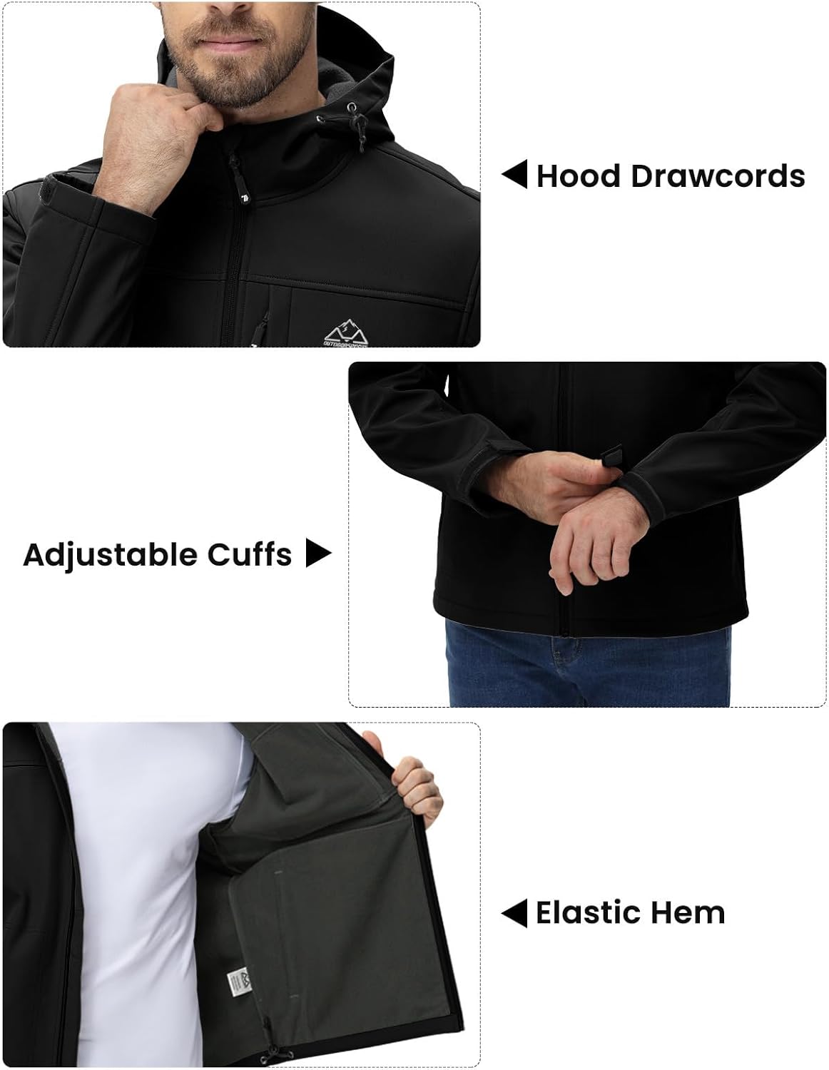 BGOWATU Men's Softshell Jacket Fall Winter Warm Fleece Lined Hooded Jacket Lightweight Windbreaker Casual Coats with Pockets - Image 7