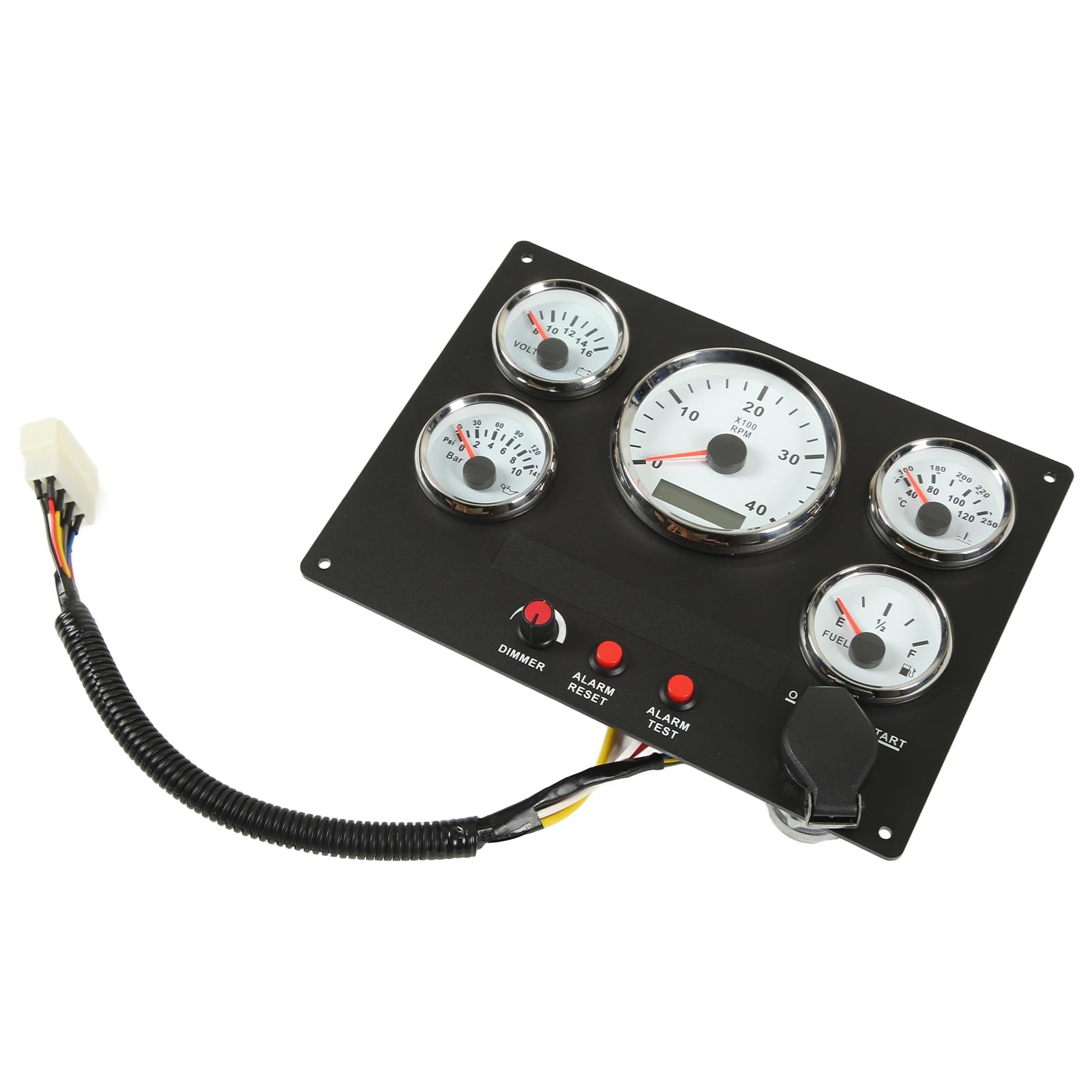 Pannello Strumenti per Barche 4000 Giri/min Contagiri Temperatura Carburante Misuratore Pressione Olio Voltmetro 5 Set Quadrante 0-4000 Giri/min 99999 9H con Pannello Strumenti per