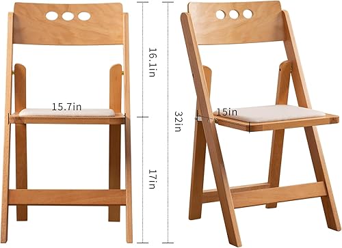 Miniatura 2 de Silla plegable de madera con cojín suave, simple y elegante, cómoda y duradera, adecuada para bodas, banquetes y eventos, 2 juegos, respaldo alto