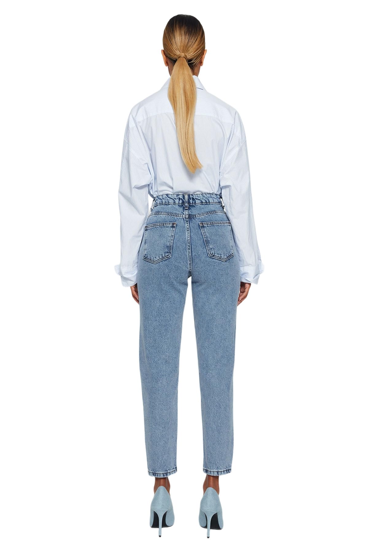 TRENDYOL Damen Jeans Trendyol Damen Gerade Mama Hohe Taille Jeans