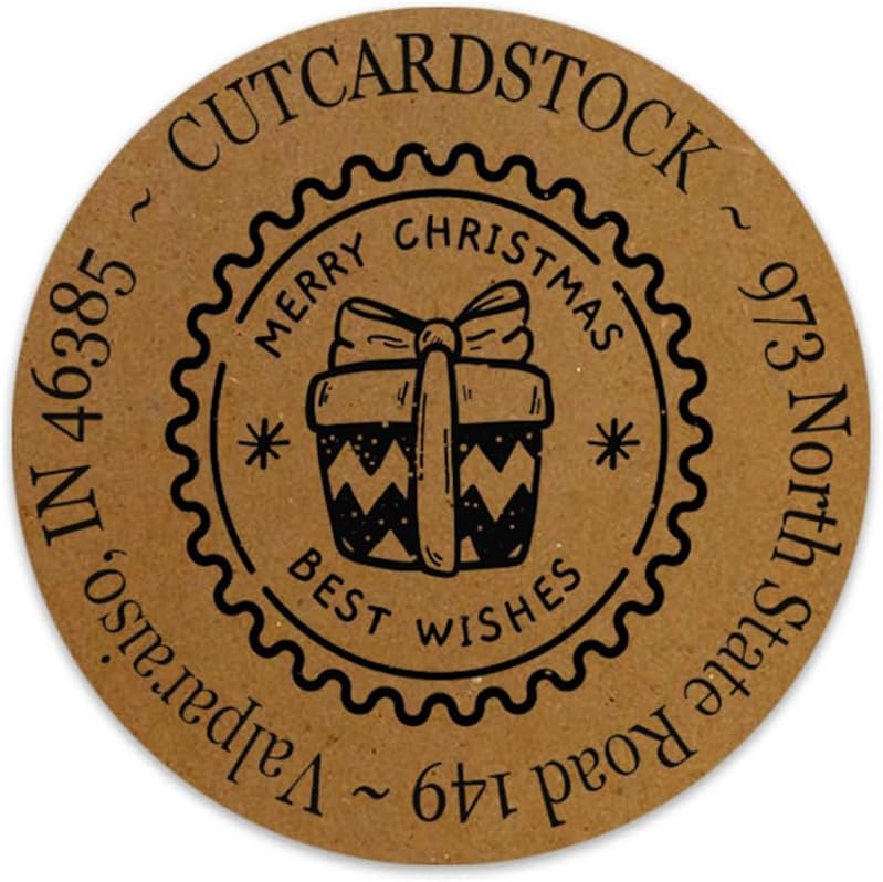 Custom Kraft Round Return Address Labels - 120 Labels - Christmas Theme - 2 Inch Round Kraft Holiday Labels - Holiday Extras Included - 100% Made in The U.S.A. (Reindeer)