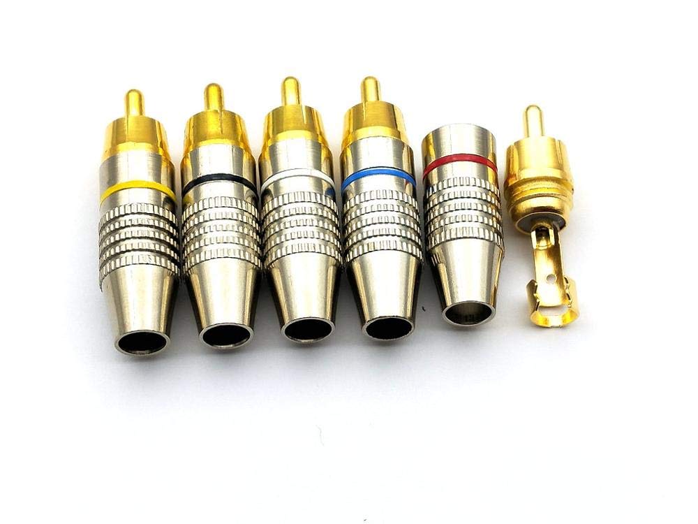 Lot de 100 connecteurs RCA mâles à souder en métal 5 couleurs