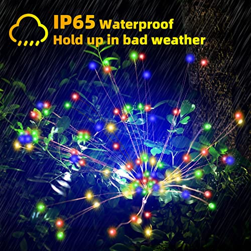 ODDIER 4 peças de luz solar de fogos de artifício, luzes decorativas de jardim solar ao ar livre, 12