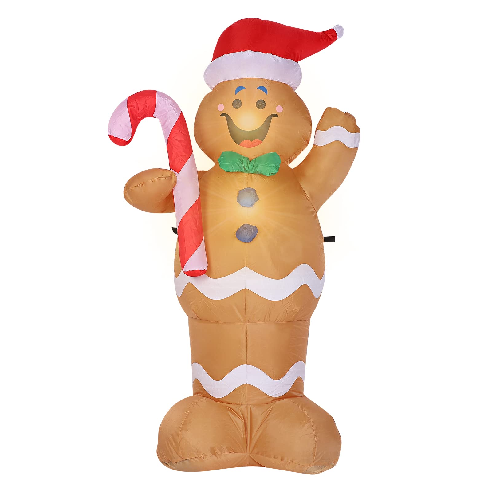 Bonhomme en pain d'épice gonflable Noël 1m50 avec LED et kit fixation