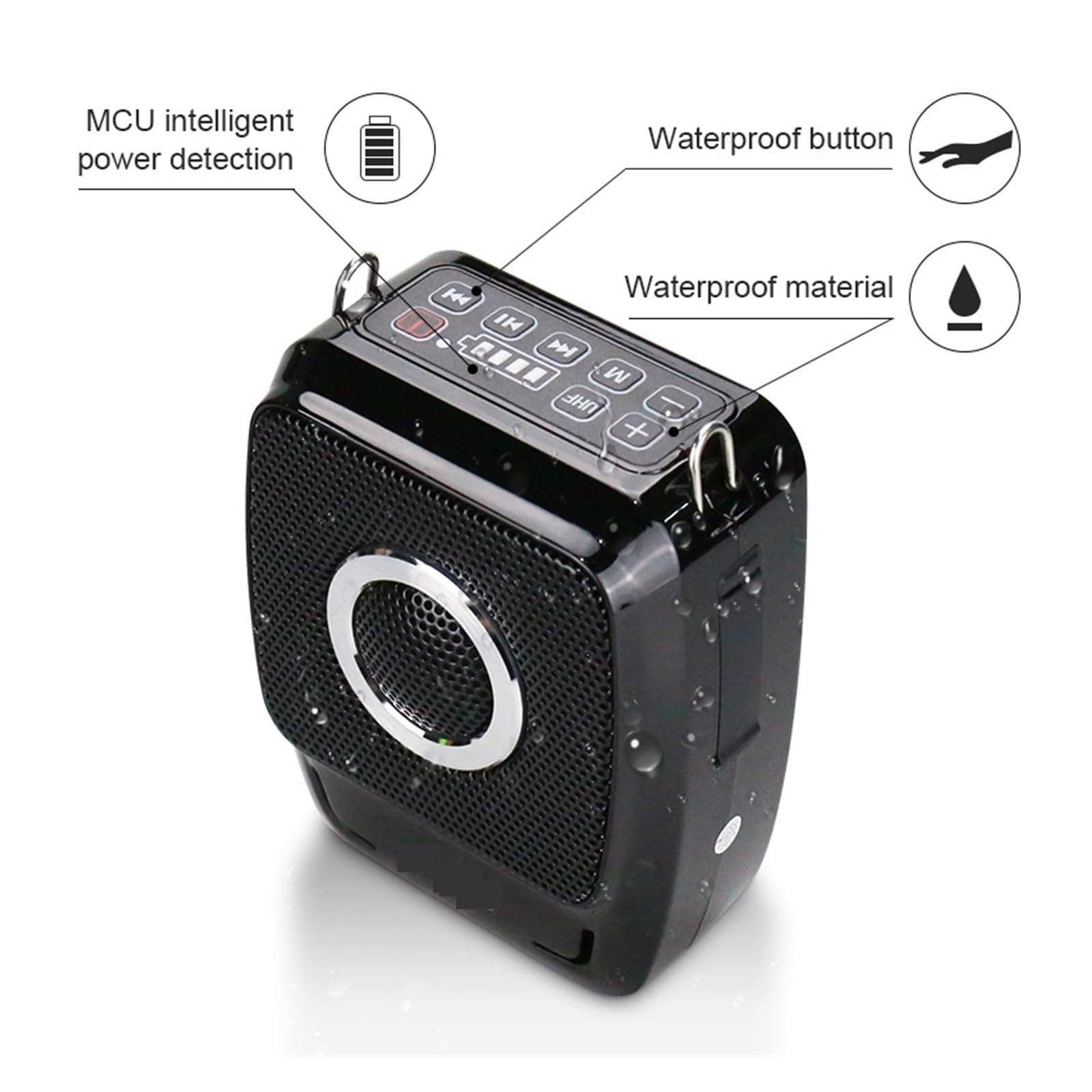 Amplificateur de Voix, Amplificateur Vocal Portable 25W For Enseignants, Mégaphone Avec Microphone Sans Fil, Haut-parleur Étanche