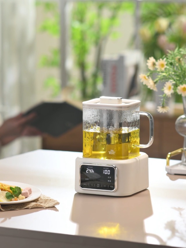 Tetera eléctrica de vidrio 1L con infusor y control digital miniatura 7