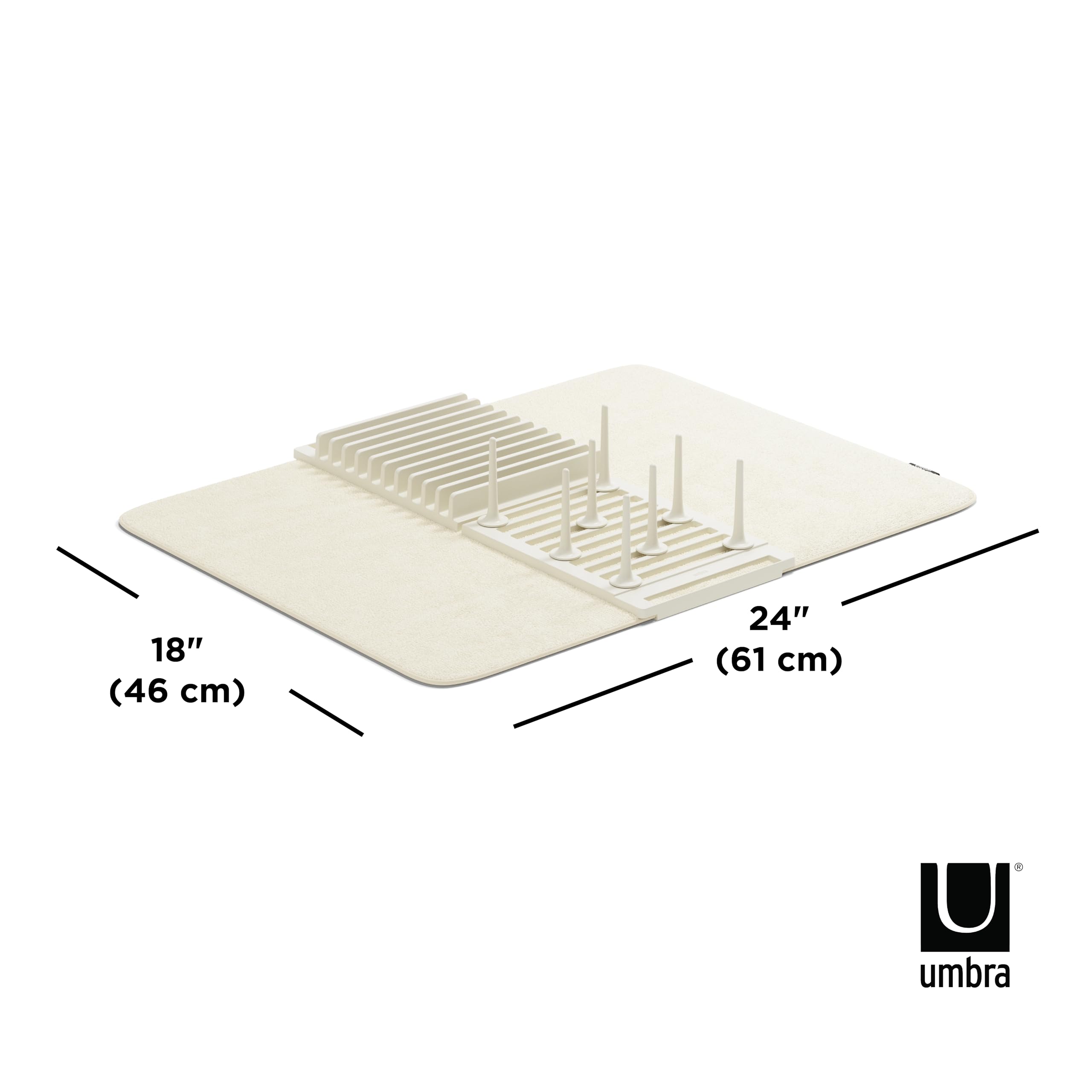 Umbra Udry Peg Égouttoir à Vaisselle en Microfibre avec Tapis d'égouttement Pliable et Peu encombrant, Lin