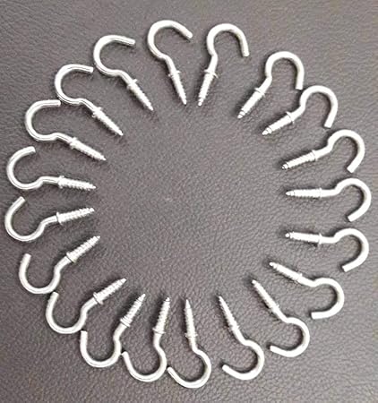 GOLDEN SPIRAL Alloy Steel Open Sheep Eye Ring Cup Screw Hook 1/2 Inch (50Pieces, Silver)