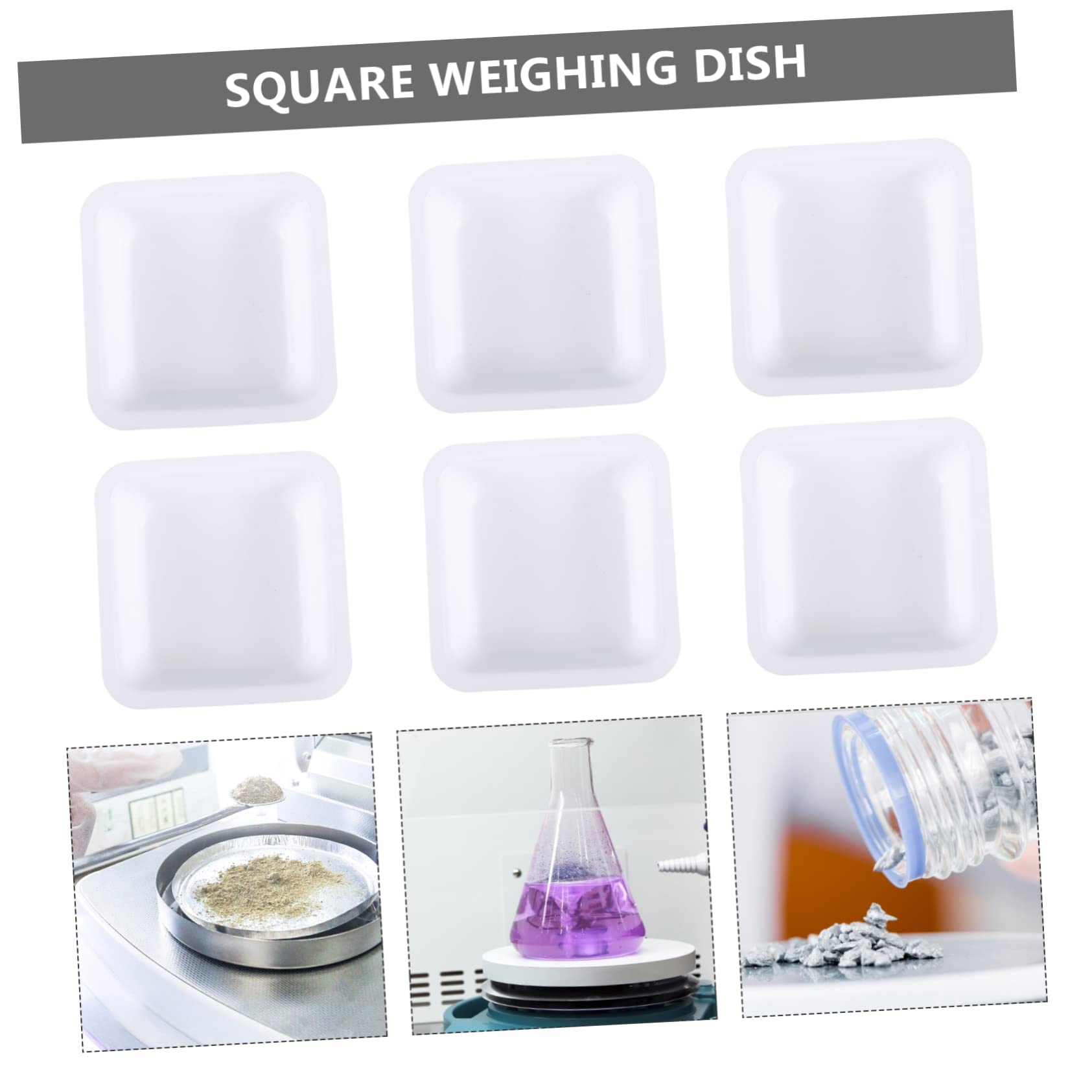 COSMEVIVI 50pcs Weighing Pan Laboratory Weigh Boat Liquid Measuring Boat Cooking Scale Boat Cattle Weight Tape Mini Pour Boat Tray Food Serving Tray Weighing Plate for Labs White Plastic