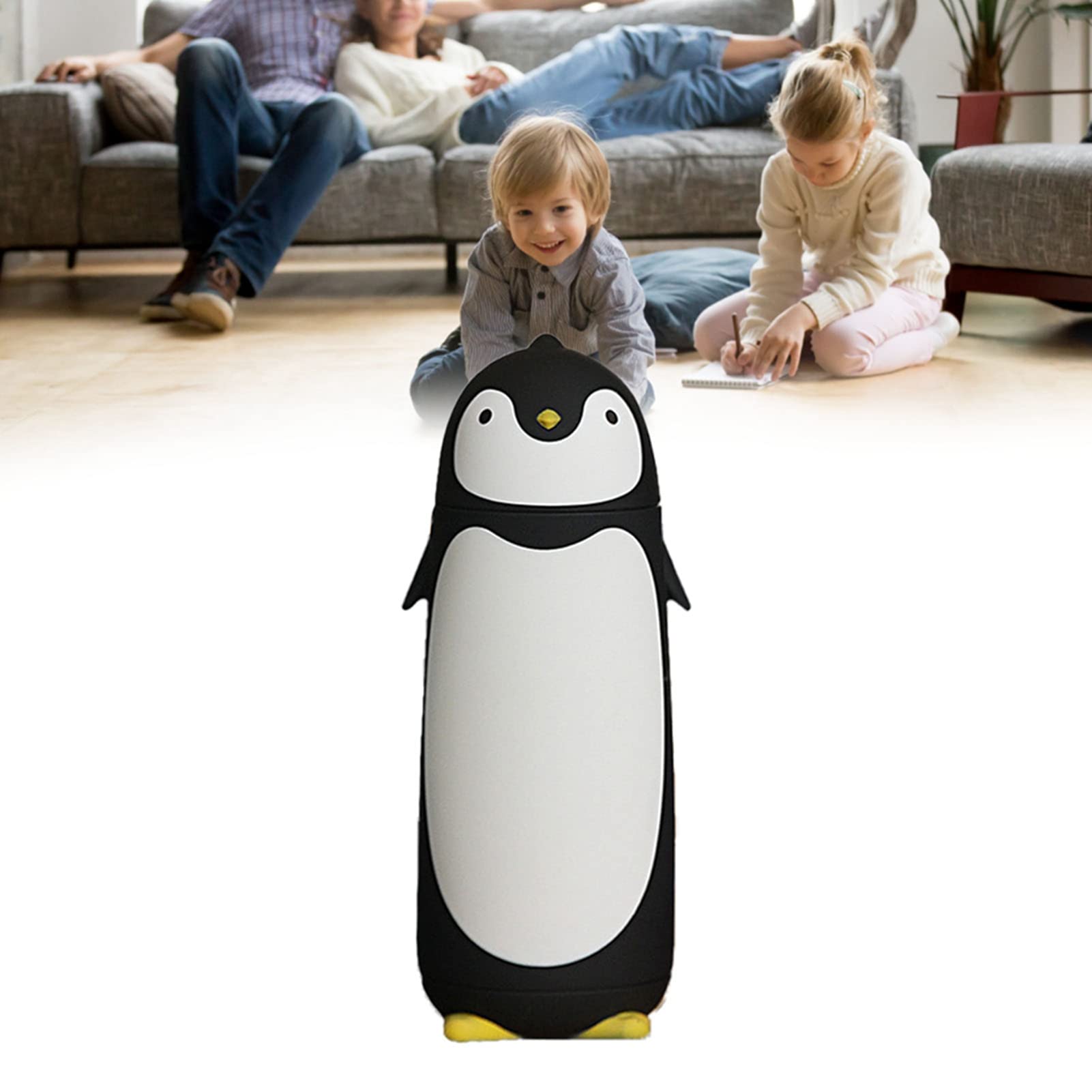 Stainless Steel Penguin Vacuum Insulated Tumblers Travel Mug Tea Water Bottle Coffee Flask for Home Office School (Black) - Image 4